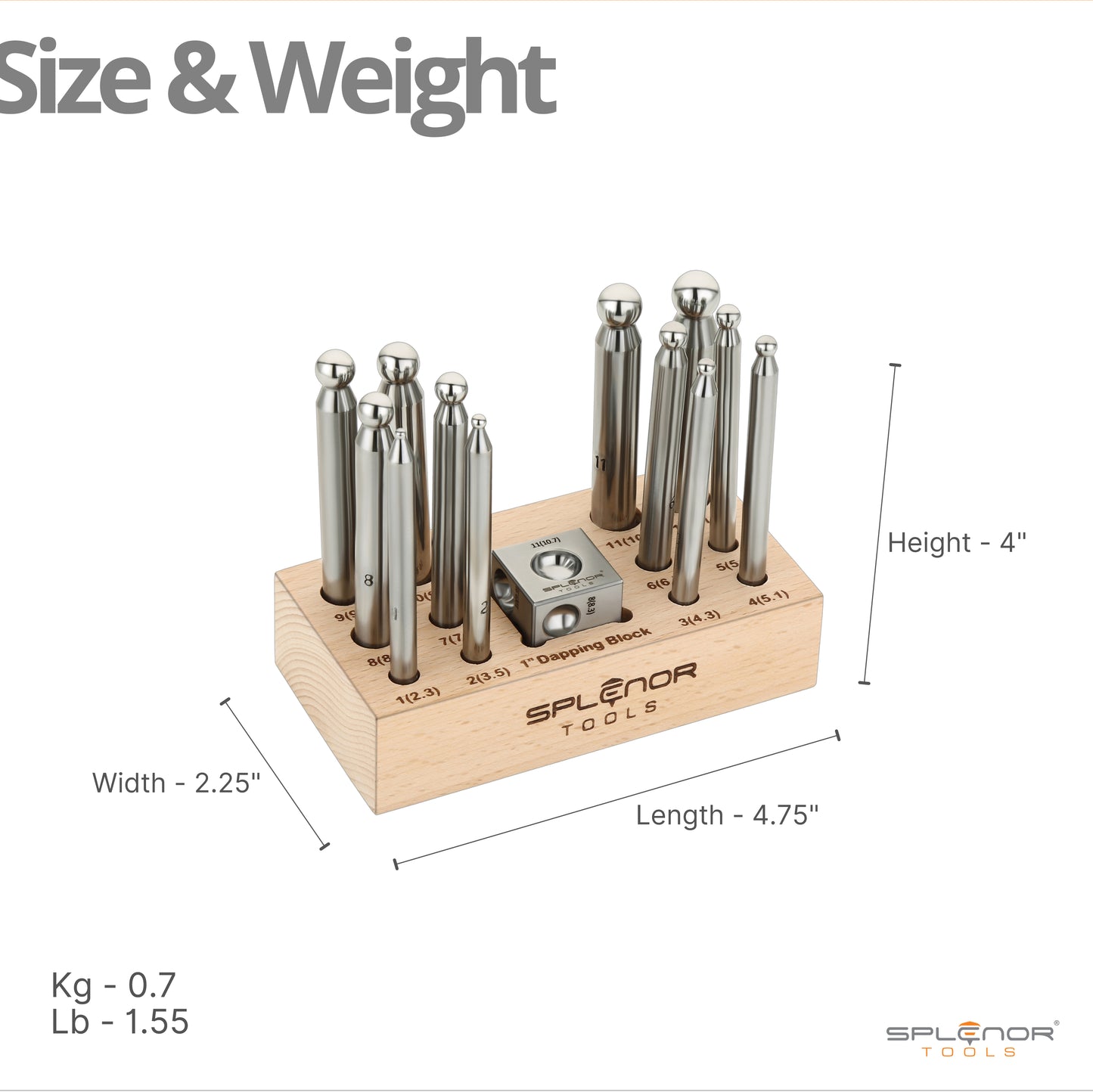 1" Dapping block & 12 punch set