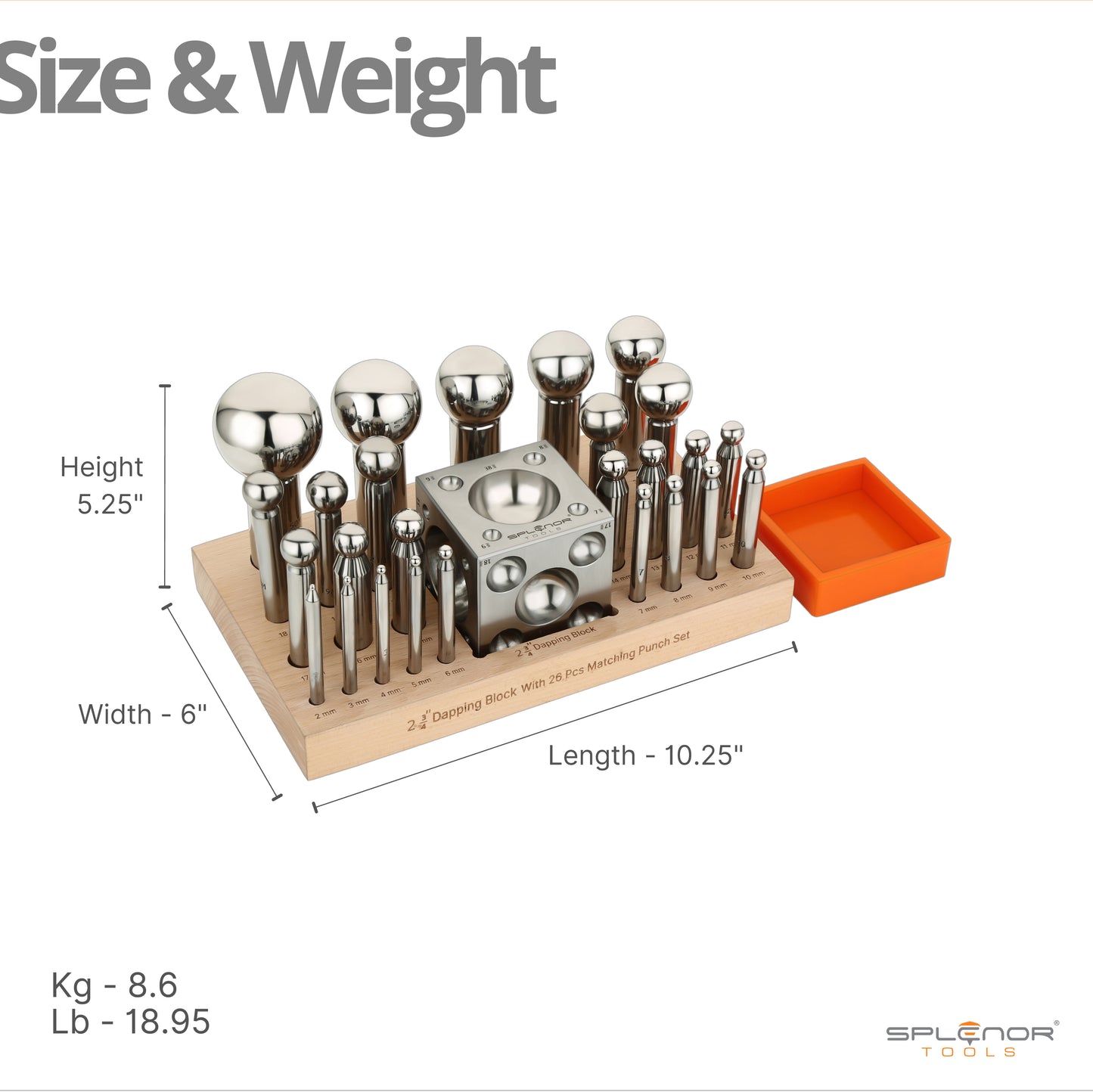 2.75" Dapping block & 26 punch set
