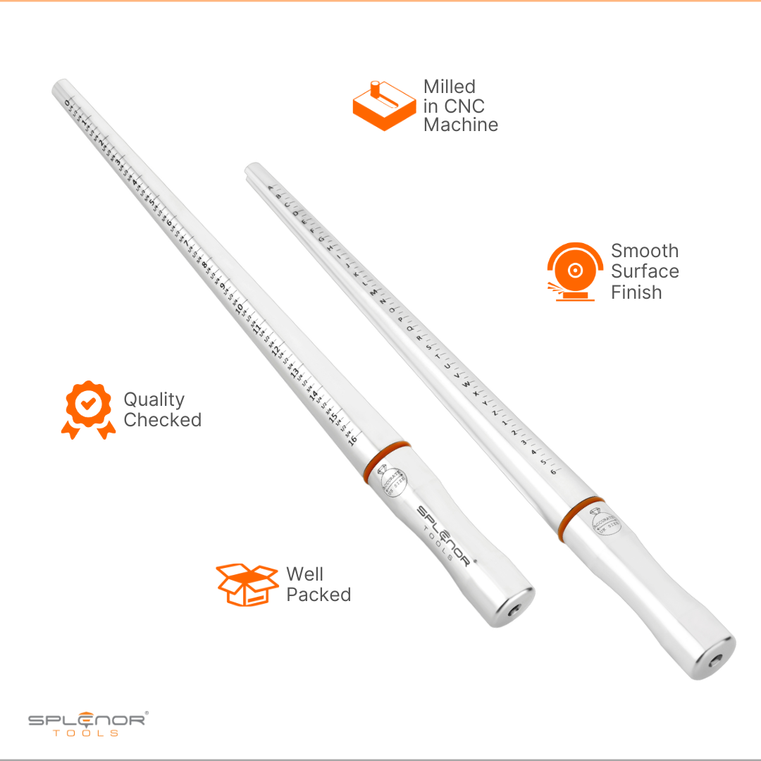 Stainless Steel Grooved Ring Mandrel (Size - US 0-16 & UK A-6)