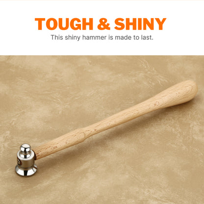 A two-sided dome face chasing hammer with a steel head and a wooden handle.
