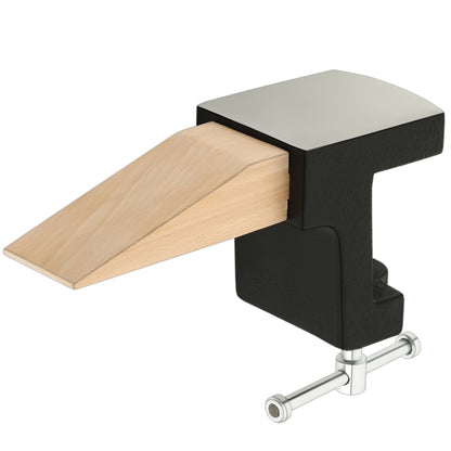 Bench pin and anvil for jewelry making with wooden pin and steel block