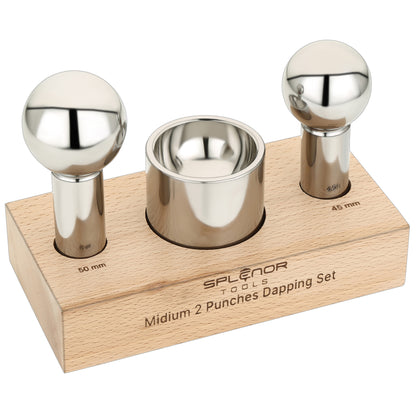 Medium 2 punch block set for jewelry making and metal forming
