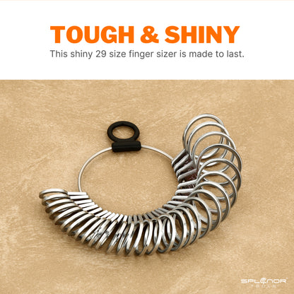 metal finger sizer set US sizes 1 to 15 ring sizing tool with 29 gauge rings