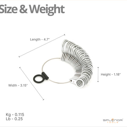 metal finger sizer set US sizes 1 to 15 ring sizing tool with 29 gauge rings