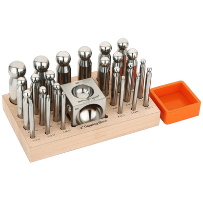 2 inch dapping block with 24 punch set for jewelry making