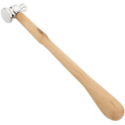 A two-sided flat face chasing hammer with a steel head and a wooden handle.