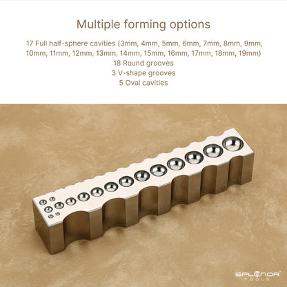 8 multi purpose forming block for jewelry making with various shaping grooves