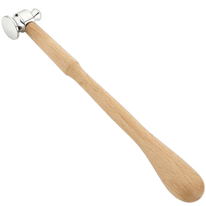 A two-sided dome face chasing hammer with a steel head and a wooden handle.
