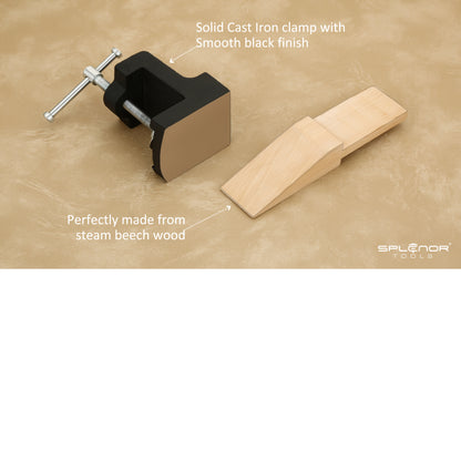 Bench pin and anvil for jewelry making with wooden pin and steel block