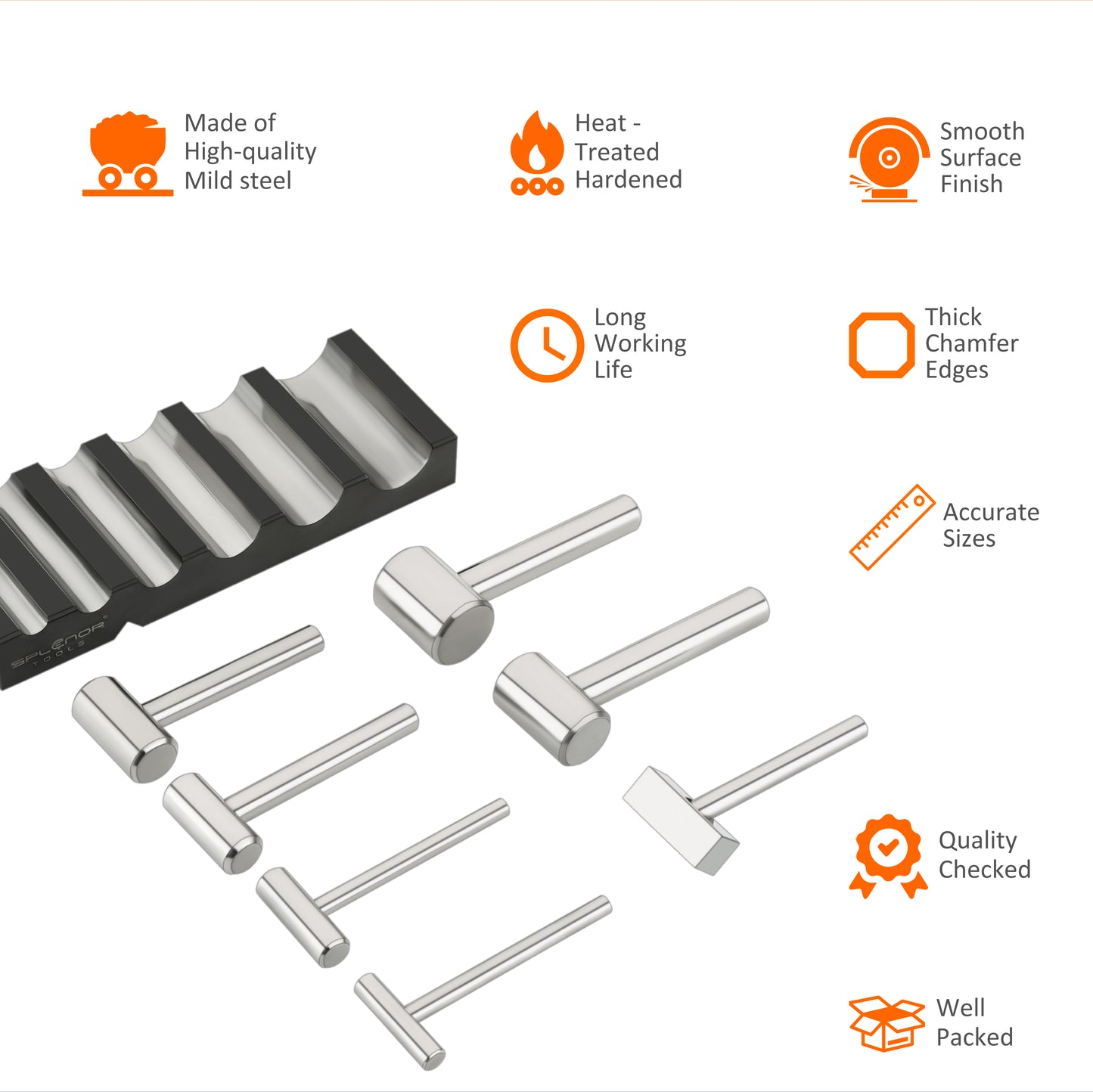 7 Hammer Set with Metal Forming Block
