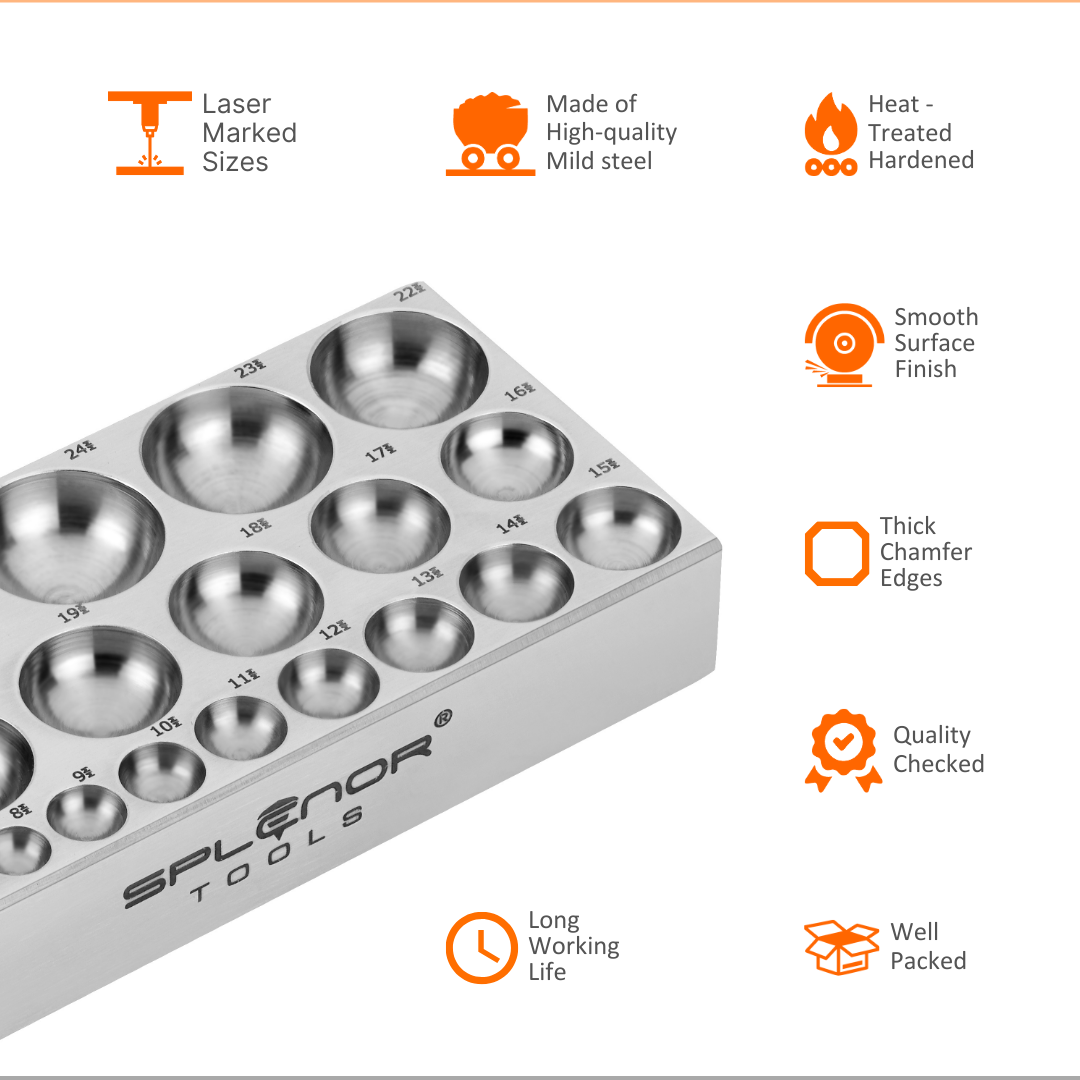 Dapping Block Sample Shop 24 Cavity Flat Dapping Block in USA for Jewelry Making – Splenor tools