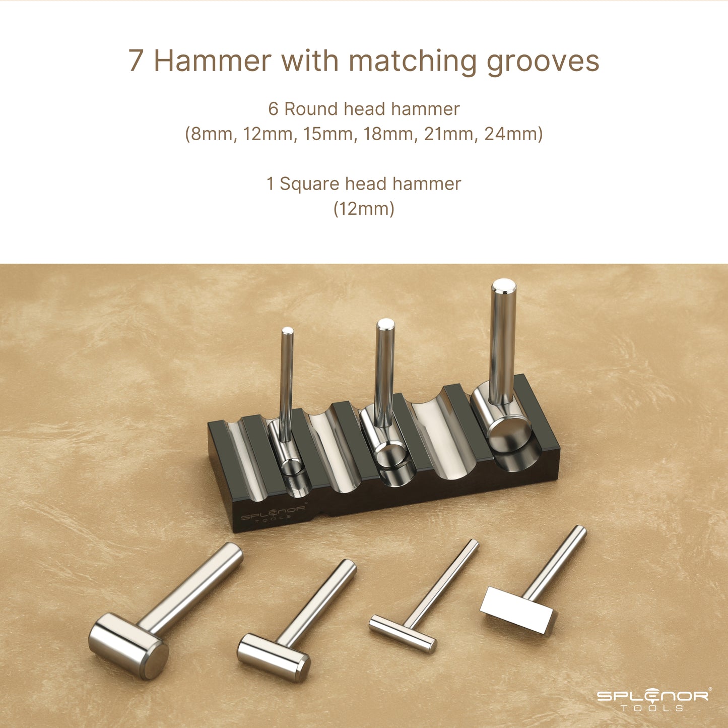 7 Hammer Set with Metal Forming Block