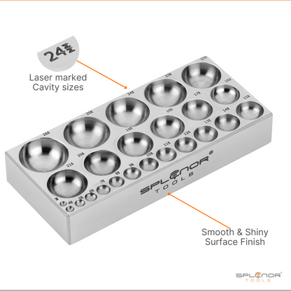 24 Cavity Flat Dapping Block – Jewelry Metal Dapping & Forming Tool