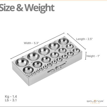 24 cavity flat dapping block steel jewelry forming tool with multiple dome depressions