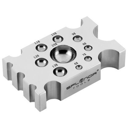 Designer dapping block for jewelry making with multiple forming shapes