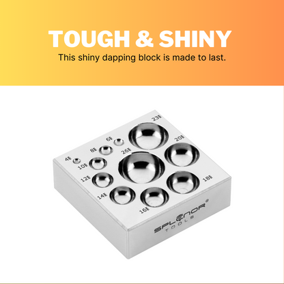 11 cavity flat dapping block steel jewelry forming tool with multiple dome depressions