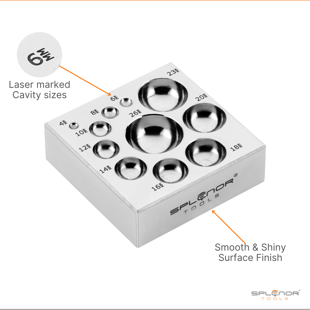 Dapping Surface Buy 11 Cavity Flat Dapping Block for Jewelry | Splenor Tools – Splenor ...