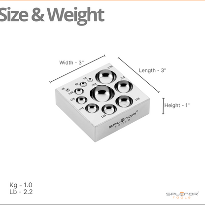 11 cavity flat dapping block steel jewelry forming tool with multiple dome depressions