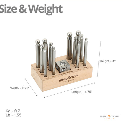 1 inch dapping block with 12 punch set for jewelry making