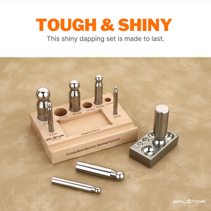 8 cavity dapping block with 8 punch set for jewelry making