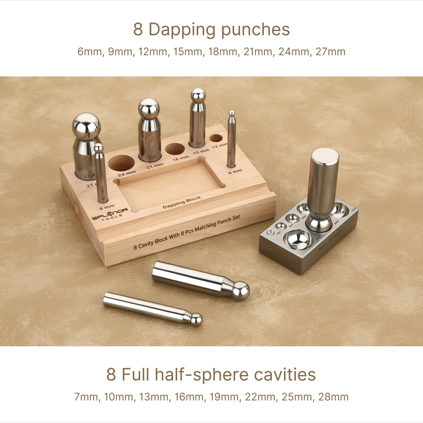 8 cavite Dapping block & 8 punch set