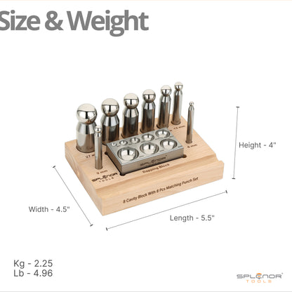 8 Cavity Dapping Block & 8 Punch Set for Jewelry Making – Forming Tool Kit