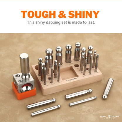 2 inch dapping block with 24 punch set for jewelry making