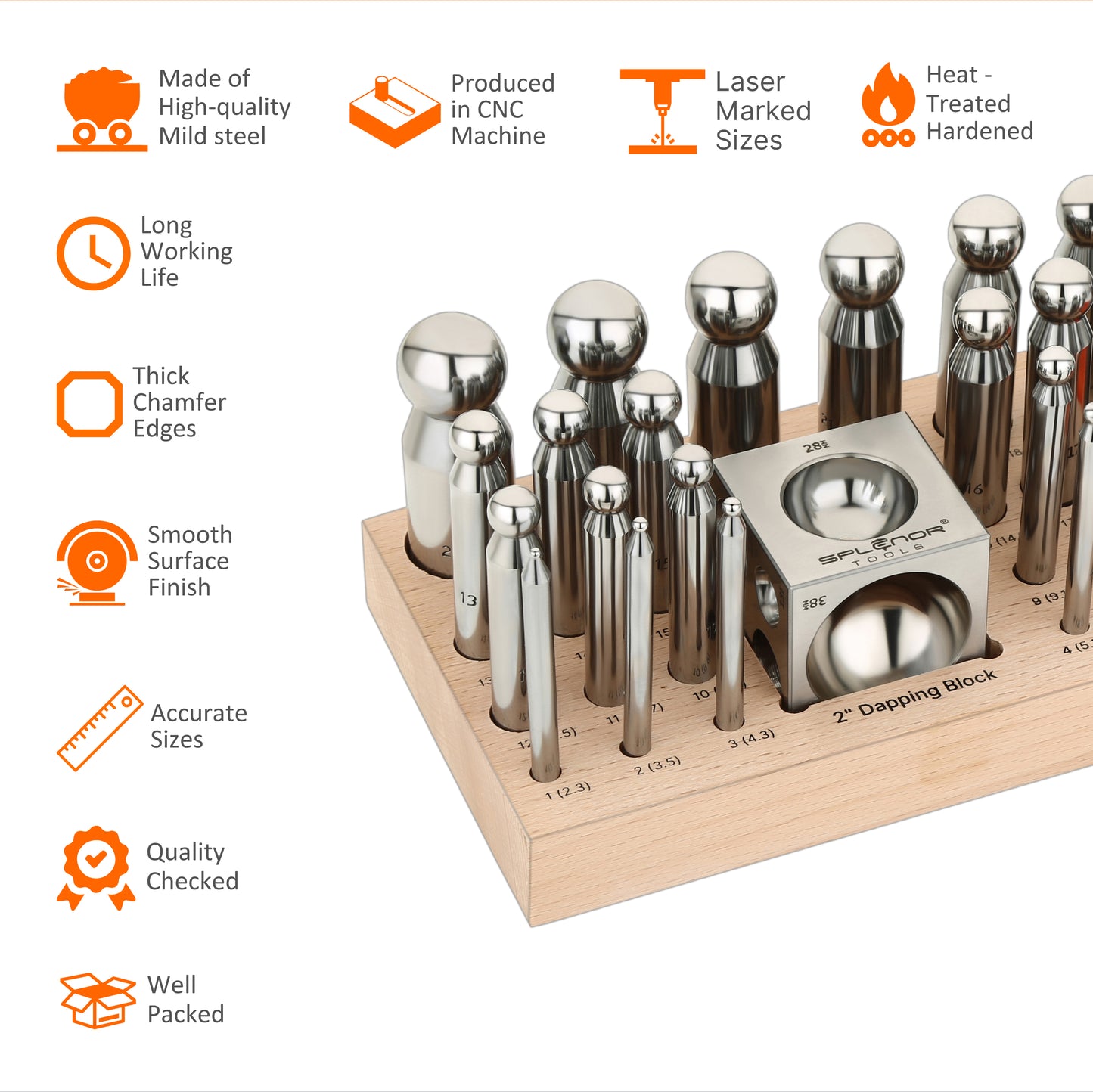 2" Dapping block & 24 punch set