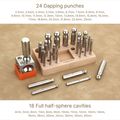 2 inch dapping block with 24 punch set for jewelry making