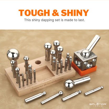 2.75 inch dapping block and 26 punch set for jewelry making