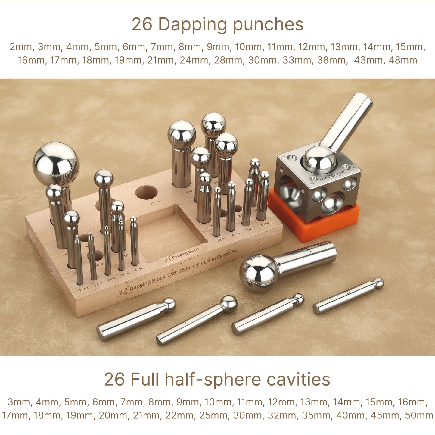 2.75" Dapping block & 26 punch set