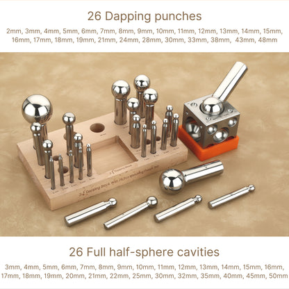 2.75 inch dapping block and 26 punch set for jewelry making