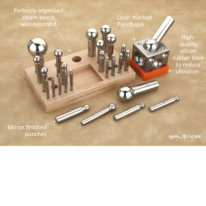 2.75 inch dapping block and 26 punch set for jewelry making