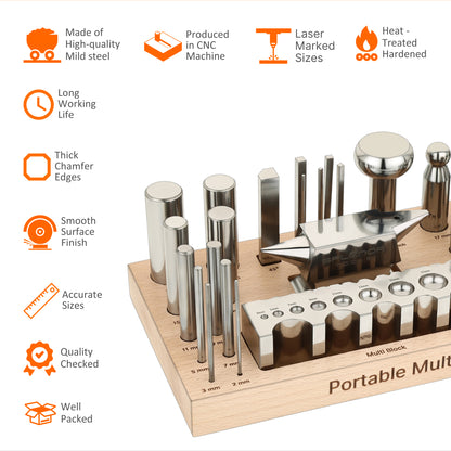 Multi purpose portable tool for jewelry making and metalwork