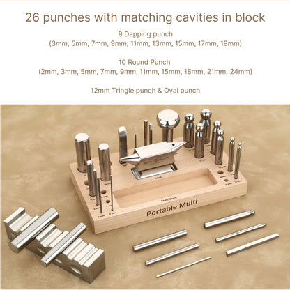 Multi purpose portable tool for jewelry making and metalwork