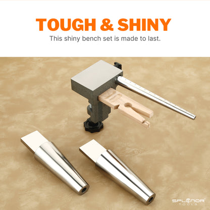jewelry bench anvil kit with ring mandrel and bracelet mandrel.