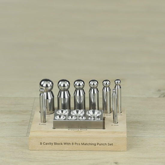 8 cavity dapping block with 8 punch set for jewelry making