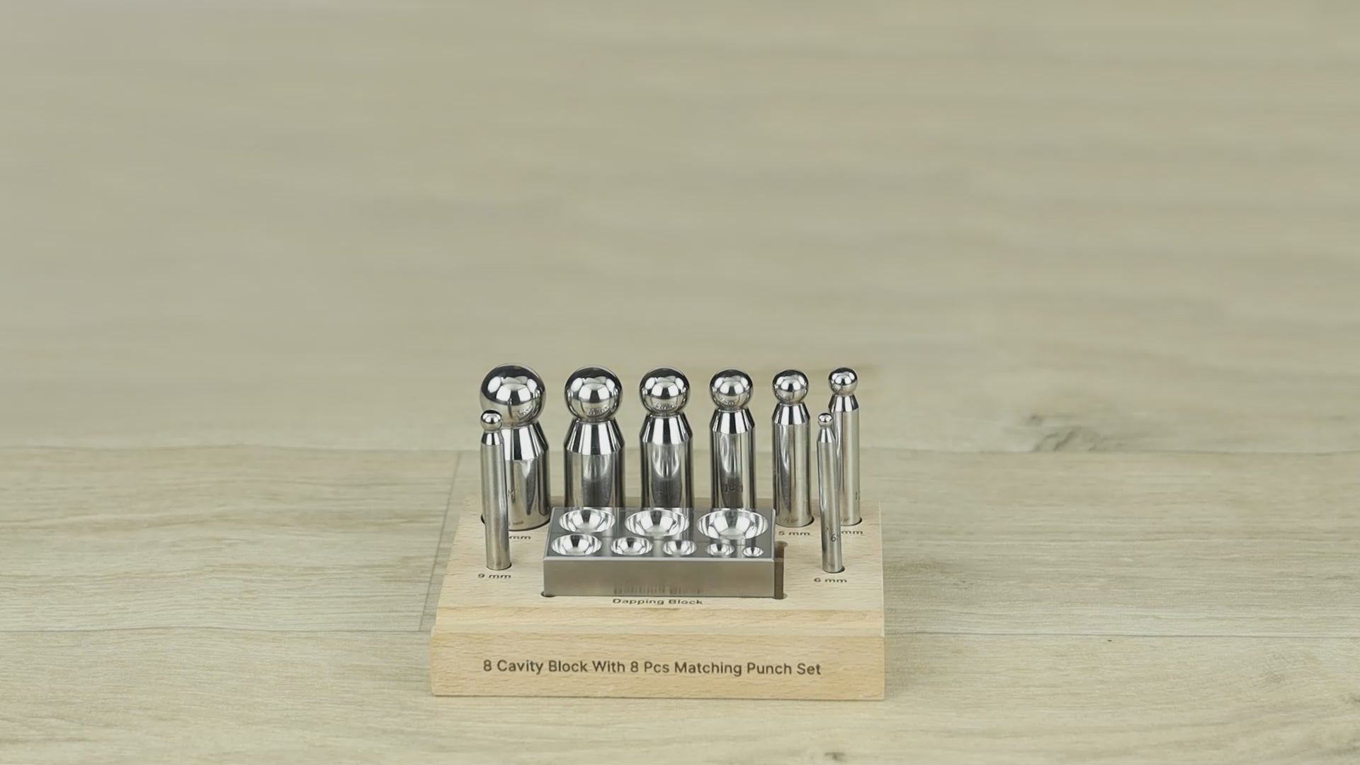 8 cavity dapping block with 8 punch set for jewelry making