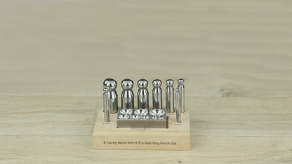 8 cavity dapping block with 8 punch set for jewelry making