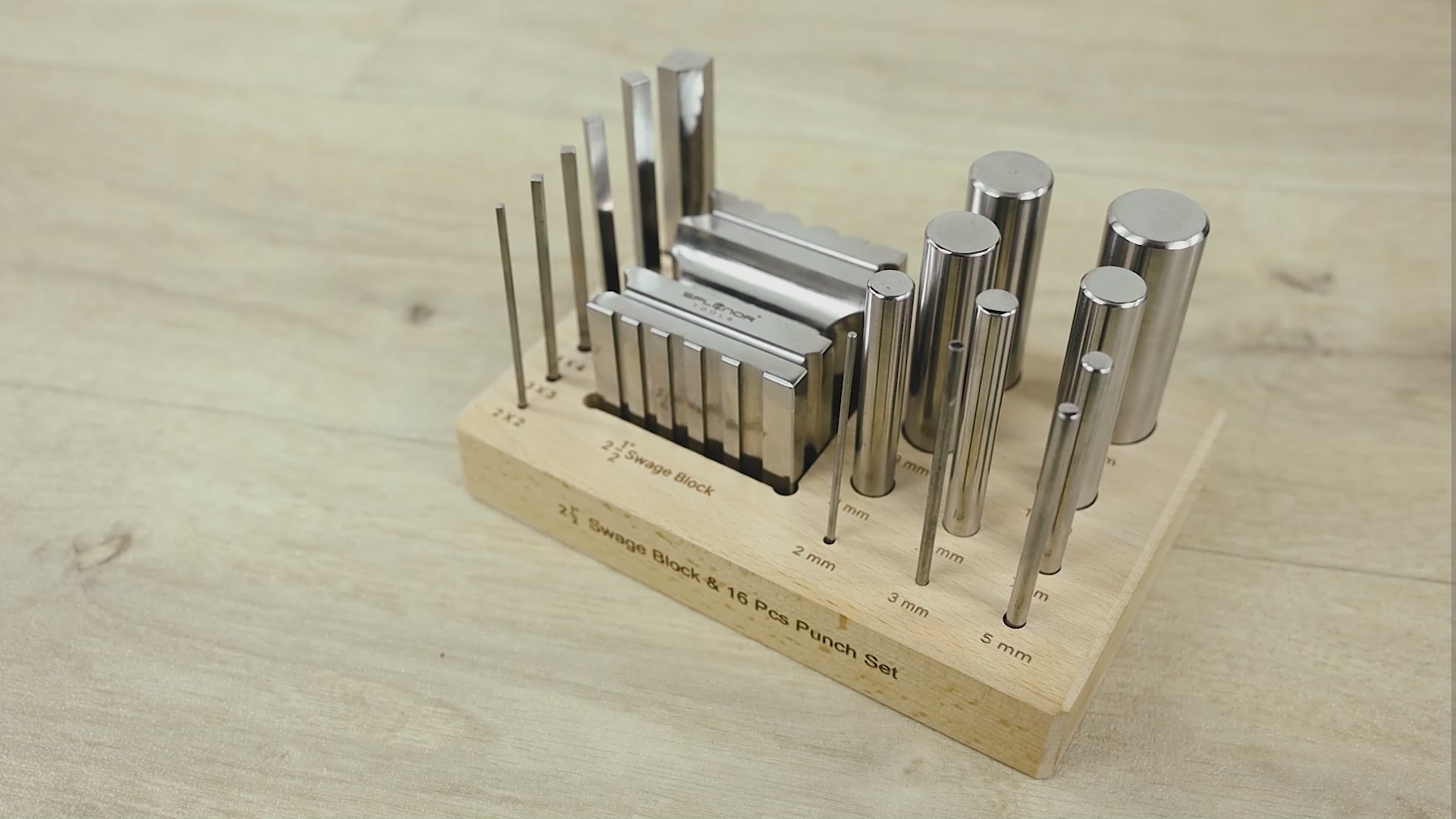 Swage block punch set for jewelry making with forming punches and block