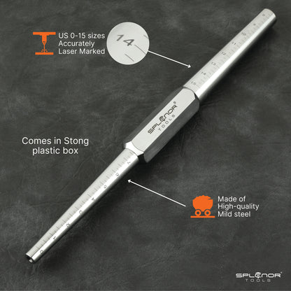 steel ring mandrel US sizes 1 to 16 jewelry sizing and forming tool