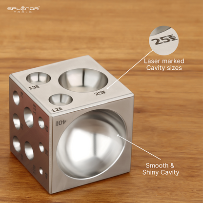 2 inch square dapping block steel jewelry forming tool with multiple dome cavities