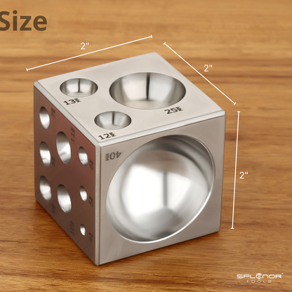 2 inch square dapping block steel jewelry forming tool with multiple dome cavities