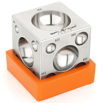 2.5 inch square dapping block steel jewelry forming tool with 21 dome cavities