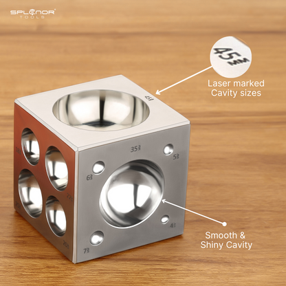 2.5 inch square dapping block steel jewelry forming tool with 21 dome cavities
