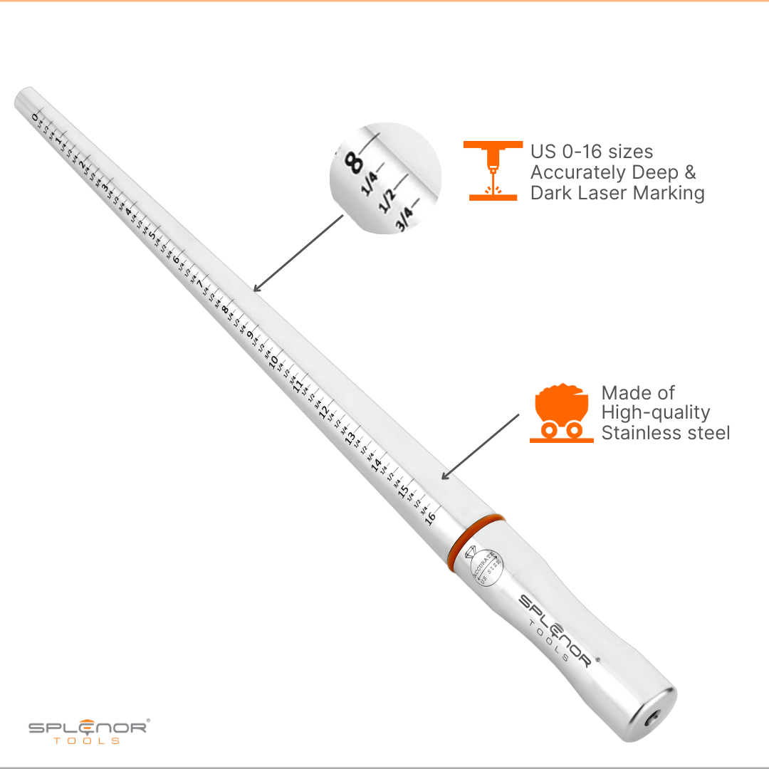 Stainless Steel Grooved Ring Mandrel (Size - US 0-16 & UK A-6)