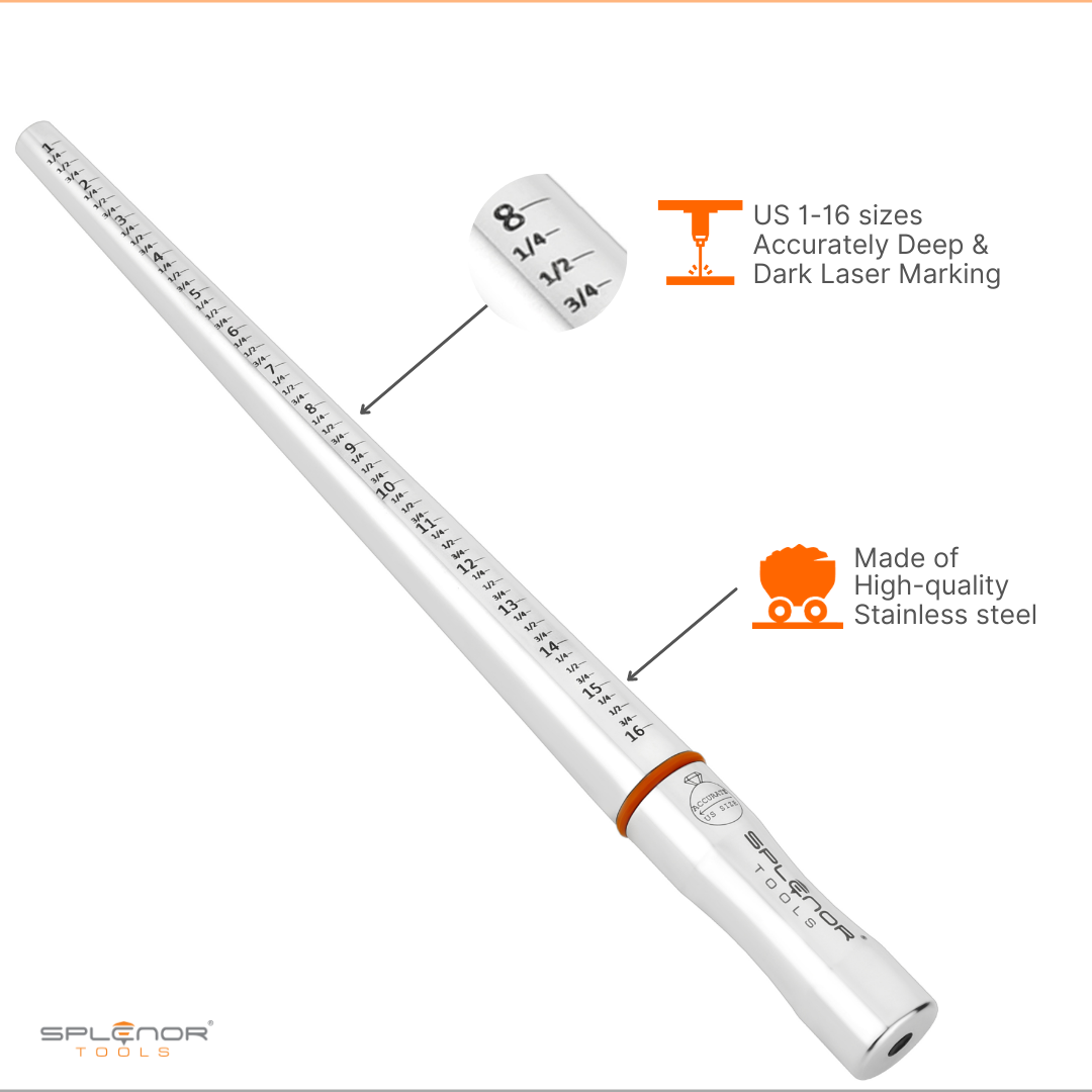 Stainless Steel Grooved Ring Mandrel (Size - US 1-16)