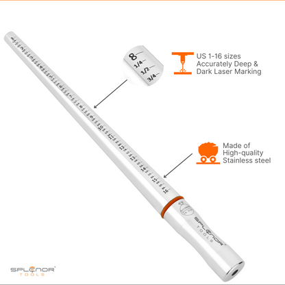 steel ring mandrel US sizes 1 to 16 for accurate ring sizing and forming