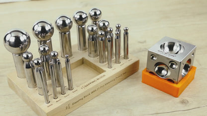 2.5 inch square dapping block with 21 punch set for jewelry making